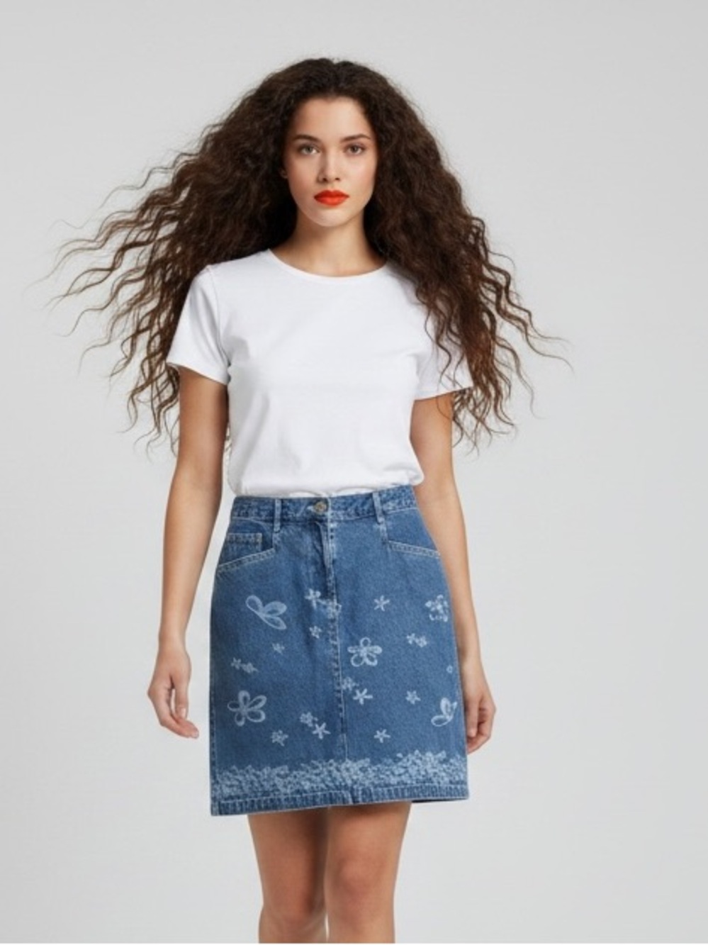 Christopher & Banks Floral Butterfly Denim Skirt Size 6 | Vintage Y2K Style